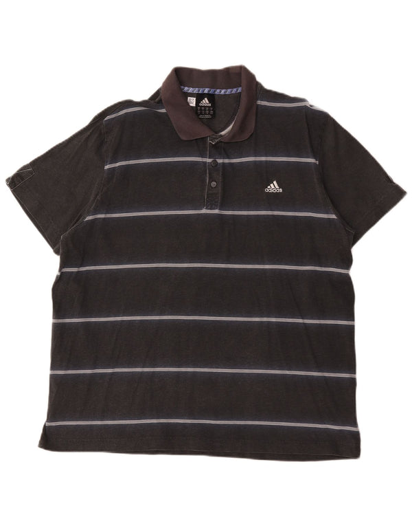 Polo Adidas Hombre Algodón A Rayas Negro Mediano