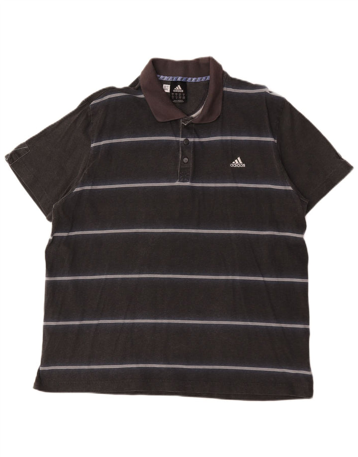 Polo Adidas Hombre Algodón A Rayas Negro Mediano