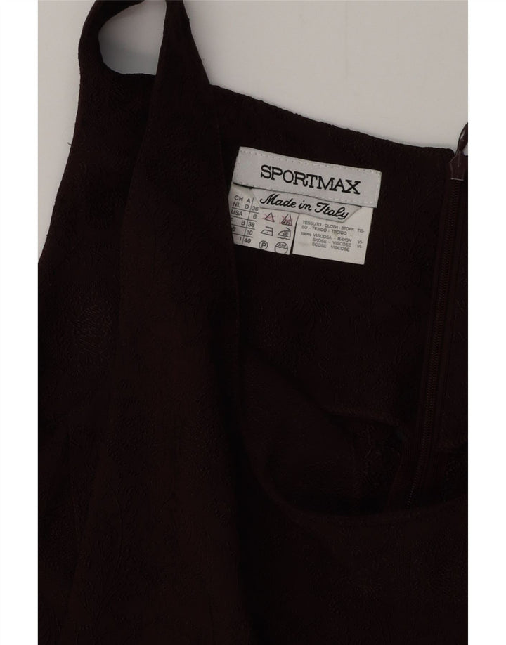 SPORTMAX Vestido ajustado sin mangas para mujer UK 10 Small Borgoña Floral