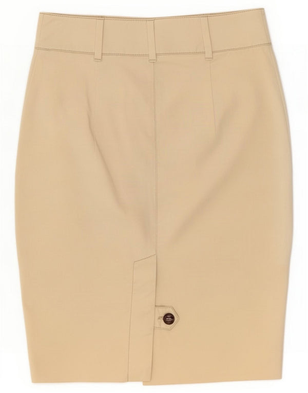 Zara Womens Pencil Skirt Small W26 Beige Cotton