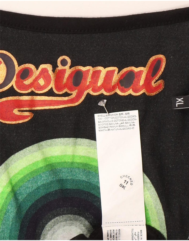 Desigual Mujer Vestido Imperio Estampado Abstracto Gráfico XL Negro Moderno