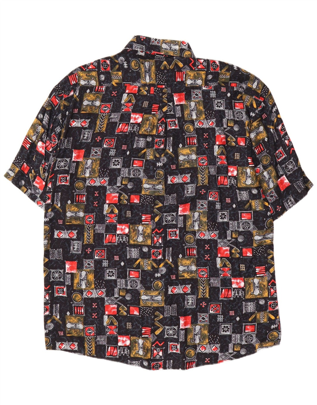 Camisa de manga corta para hombre Tipo' S XL Viscosa patchwork negra