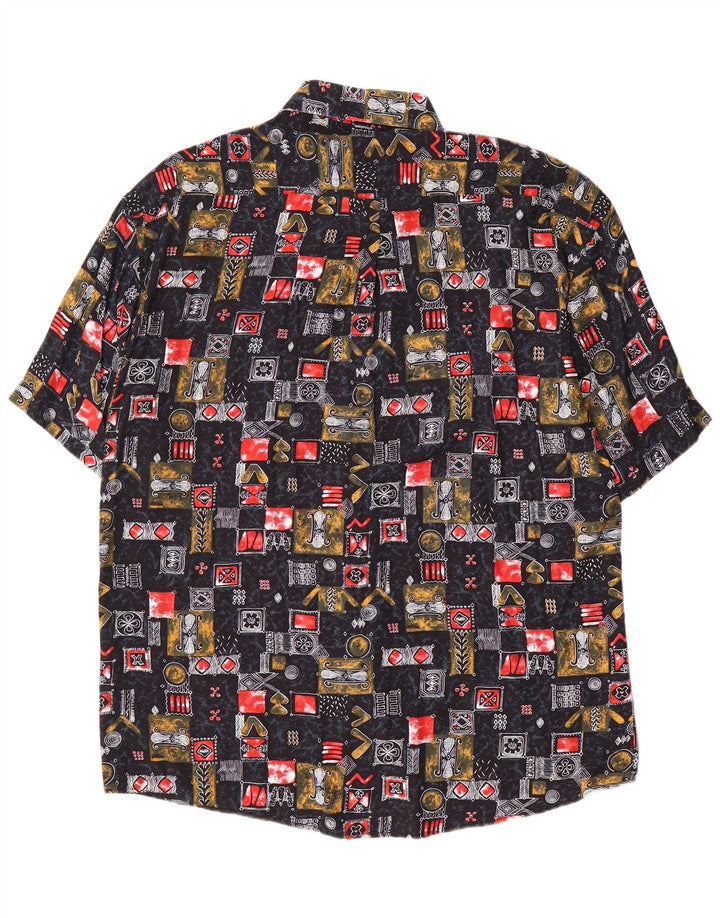 Camisa de manga corta para hombre Tipo' S XL Viscosa patchwork negra
