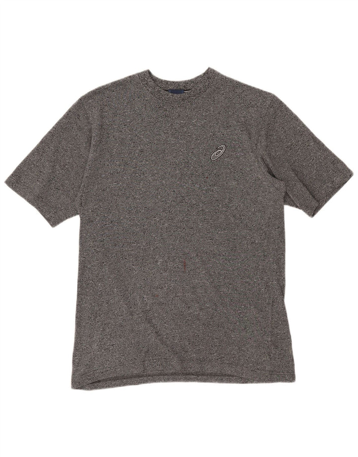 Asics - Camiseta para hombre, talla pequeña, algodón moteado gris