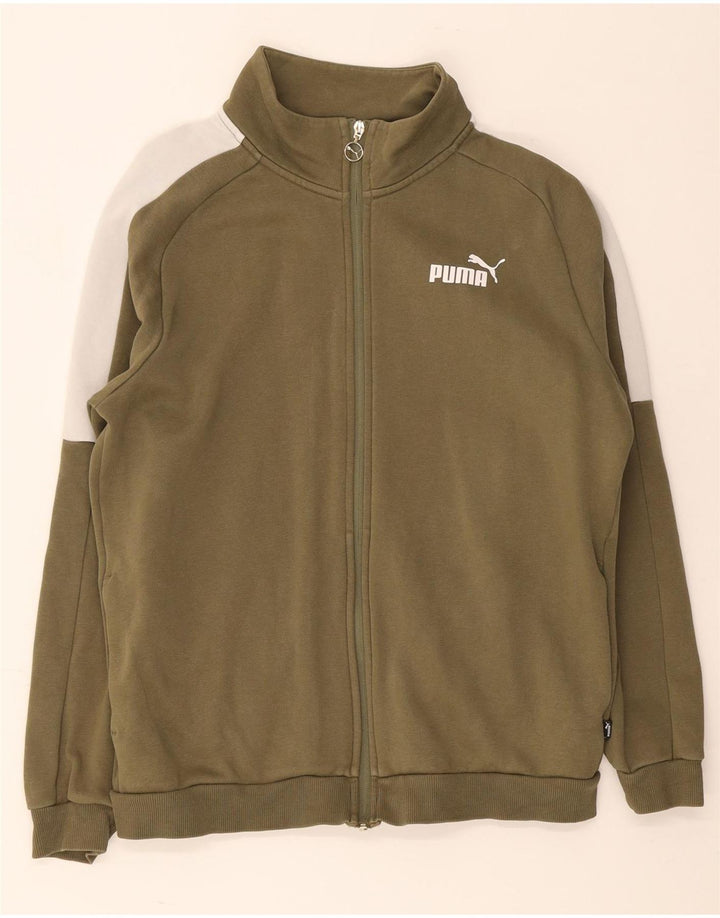 Puma Chaqueta De Chándal Superior De Algodón Caqui Medio Con Bloques De Color |