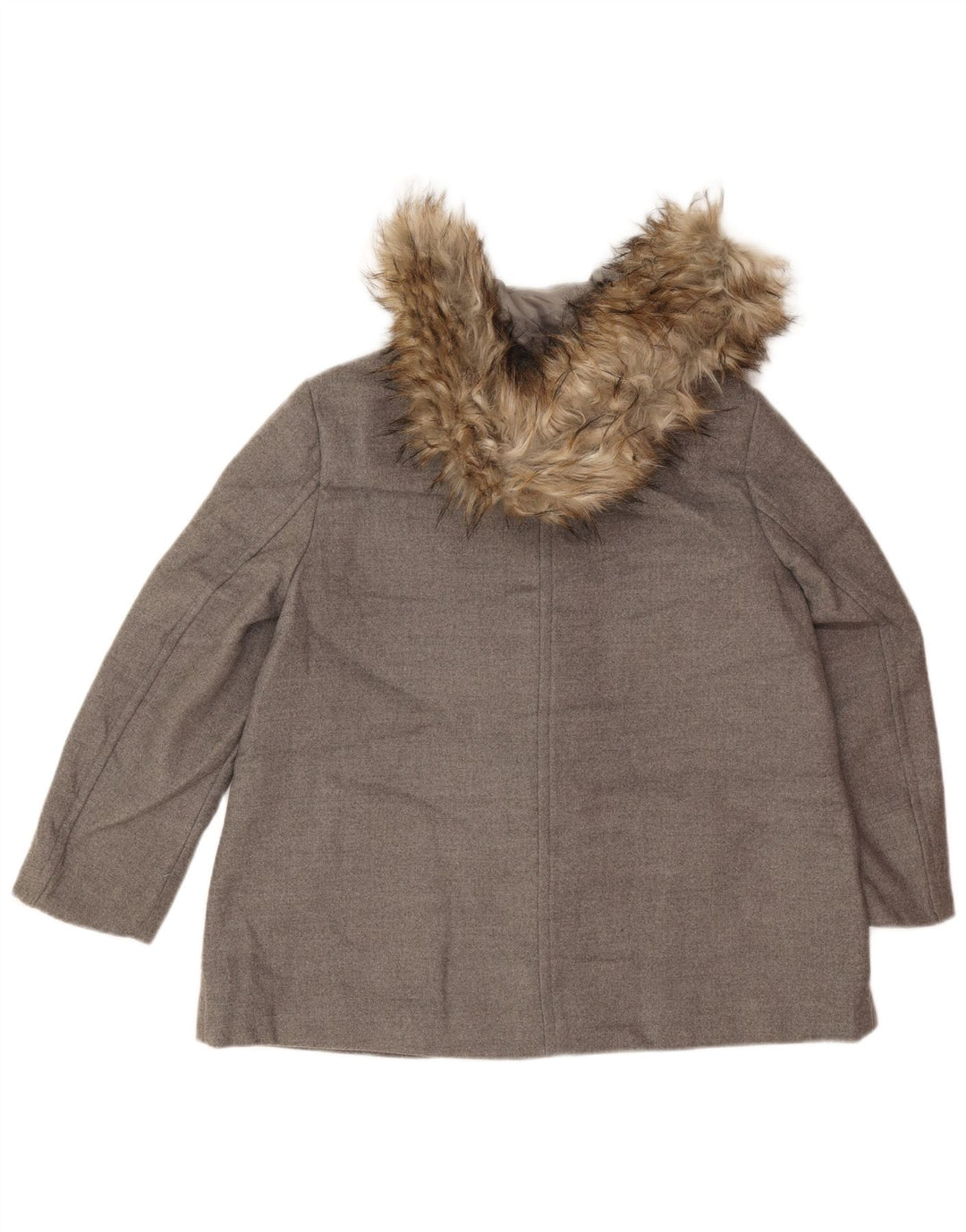 Zara Mujer Abrigo Con Capucha UK 44 Viscosa Gris Medio