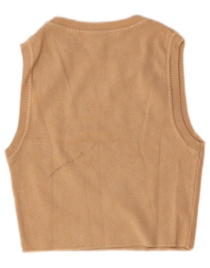 Zara Mujer Crop Vest Top UK 42 Viscosa Beige Medio