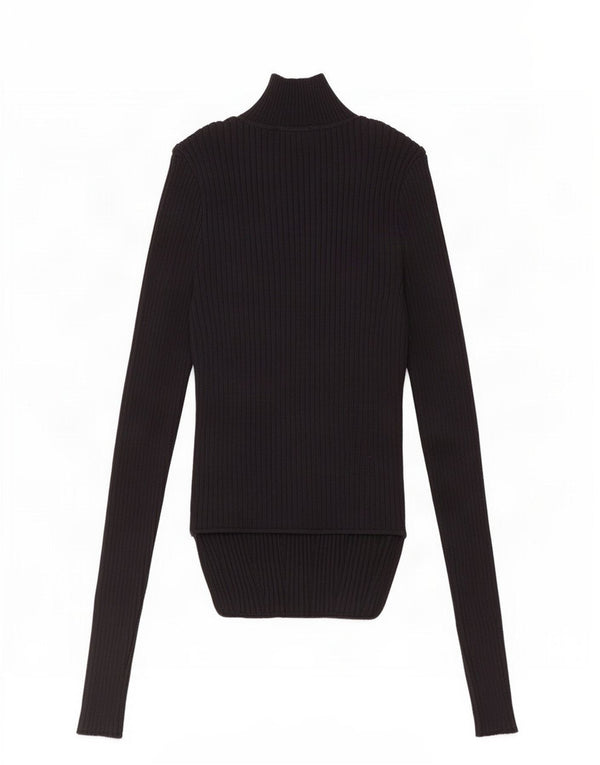 Zara Mujer Crop Top Manga Larga UK 8 Small Viscosa Negra