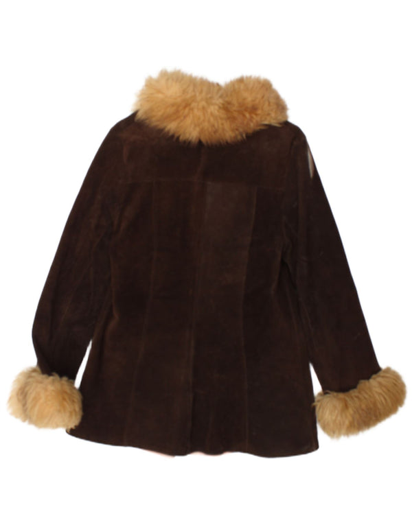 Vintage mujer ante chaqueta Reino Unido 12 marrón medio