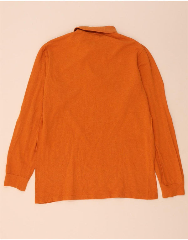 Lacoste Polo de manga larga para hombre talla 4 mediano algodón naranja