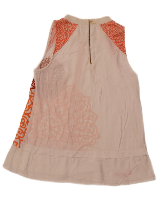 DESIGUAL Blusa sin mangas para mujer UK 6 XS Blanco Floral