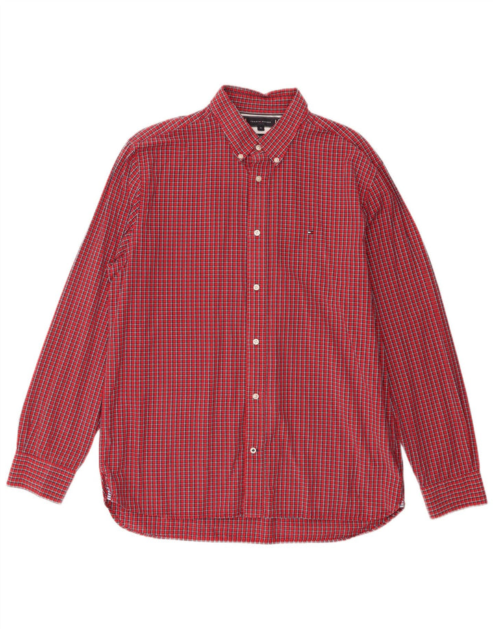 Camisa Tommy Hilfiger Hombre XL Algodón Cuadros Rojos