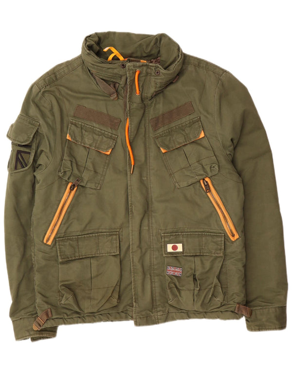 Superdry Chaqueta militar para hombre UK 40 Large Algodón verde