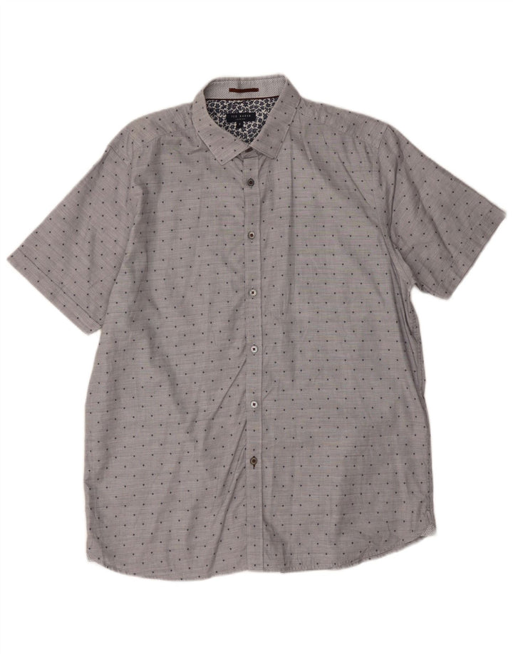 Ted Baker Camisa de manga corta para hombre Talla 5 XL Algodón con manchas grises