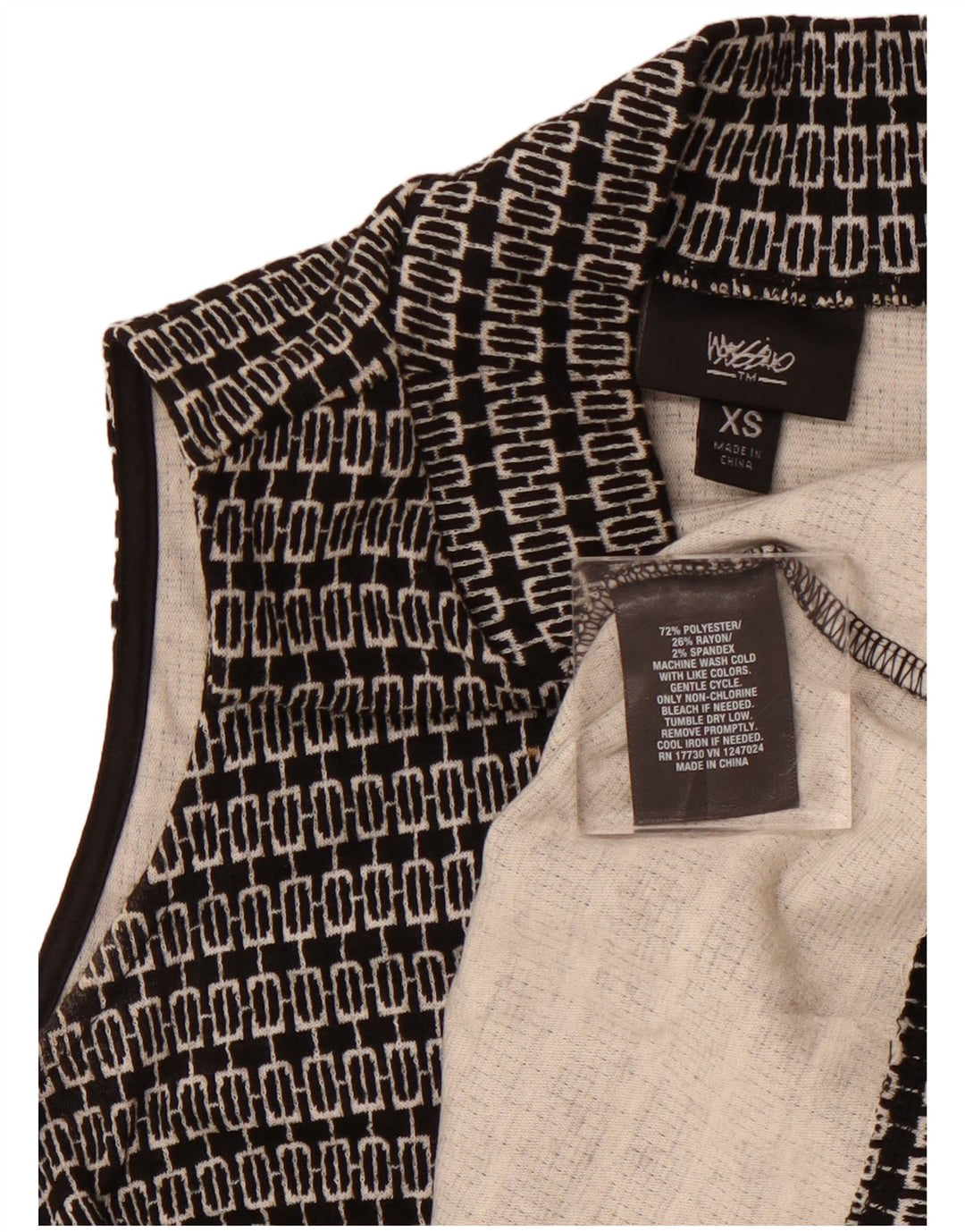 MOSSIMO Vestido acampanado sin mangas para mujer UK 6 XS Poliéster geométrico negro