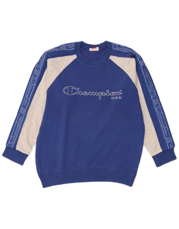 Champion Sudadera con gráfico para niños 11-12 años Grande Azul Colorblock