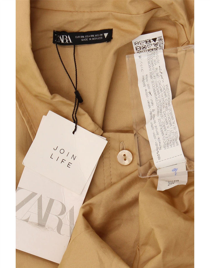 Zara Mujer Mono Corto ES 39 2XL Algodón Beige