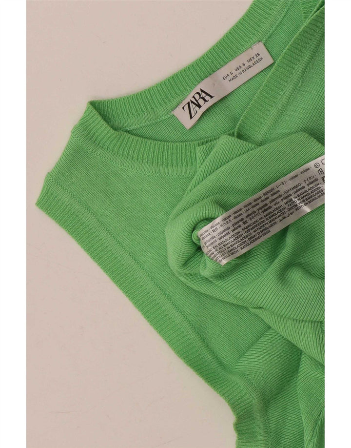 Zara Mujer Crop Vest Top UK 8 Small Viscosa Verde