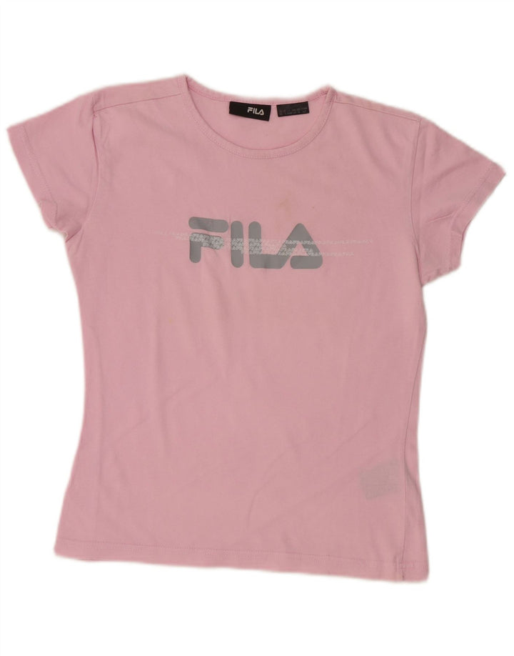 FILA Camiseta corta con gráfico para mujer UK 10 Small Pink