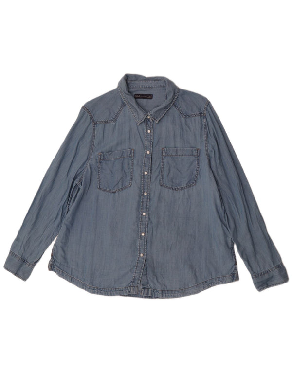 Camisa vaquera para mujer Marks & Spencer UK 40 XL Lyocell azul