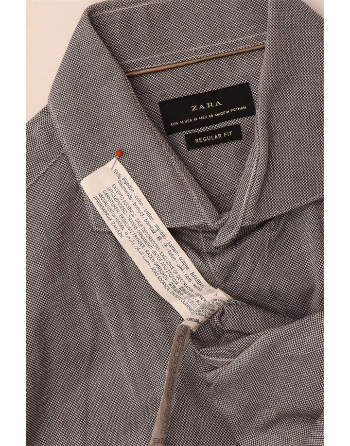 Zara Hombre Camisa Regular Fit Algodón Gris Medio