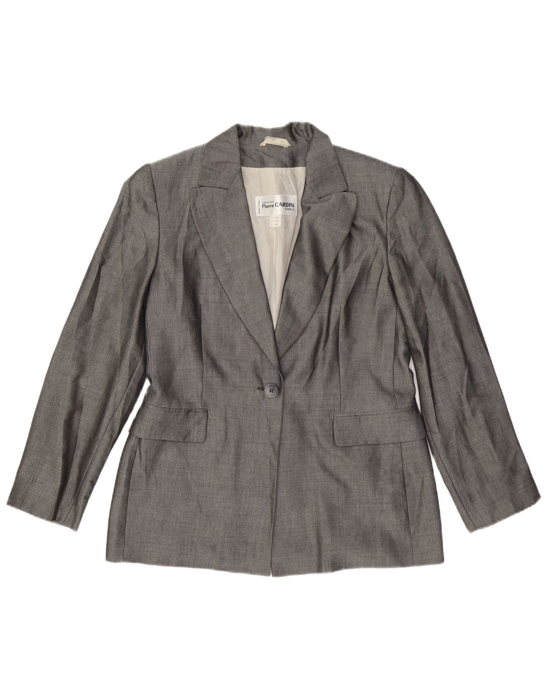 PIERRE CARDIN Chaqueta blazer de 1 botón para mujer IT 44 Viscosa gris medio