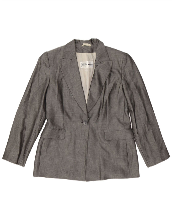 PIERRE CARDIN Chaqueta blazer de 1 botón para mujer IT 44 Viscosa gris medio