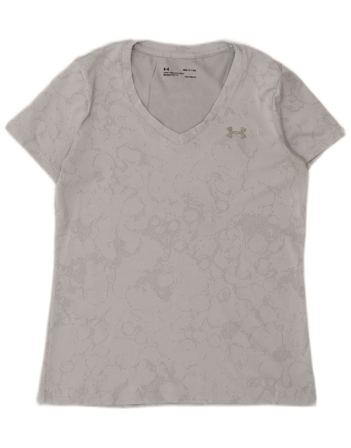 Under Armour Camiseta para mujer Heat Gear con estampado abstracto, talla S, Gris
