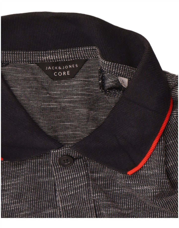 Jack & Jones Polo para hombre de algodón moteado gris grande