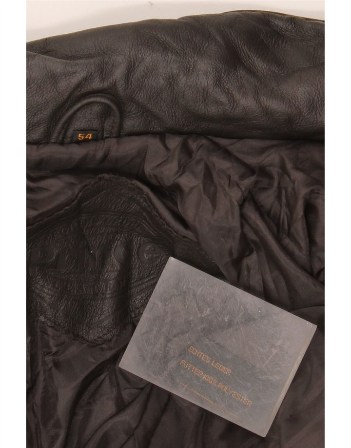 PRINCE Chaleco de cuero para hombre IT 54 2XL Cuero negro