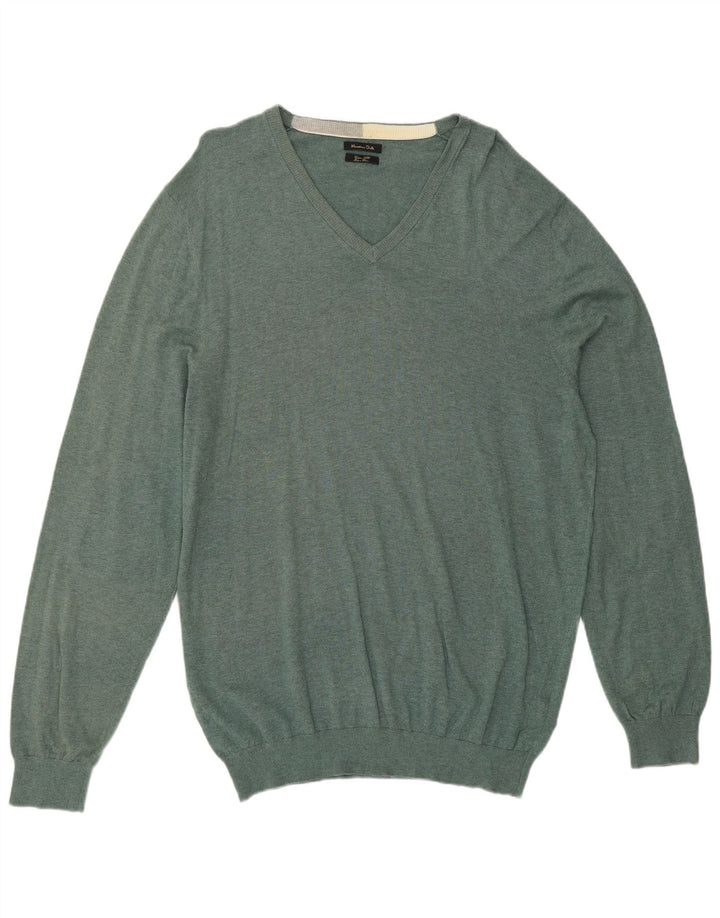 MASSIMO DUTTI Jersey con Cuello en V para Hombre 2XL Algodón Verde