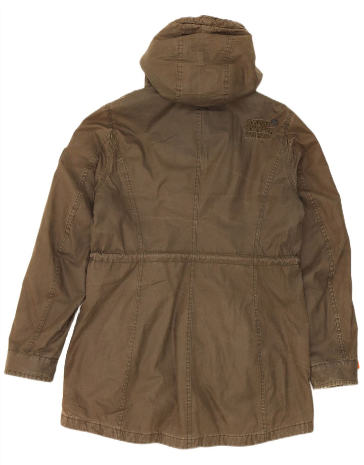 Superdry Parka con capucha para hombre, talla 40, poliéster caqui grande