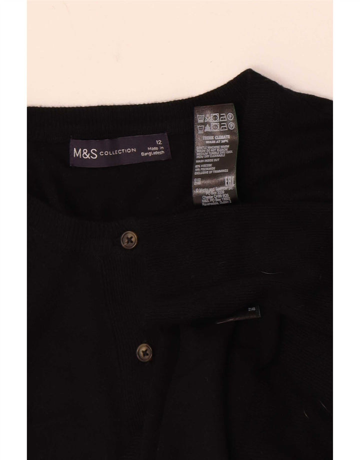 Marks & Spencer Suéter tipo cárdigan corto para mujer UK 42 Viscosa negra mediana