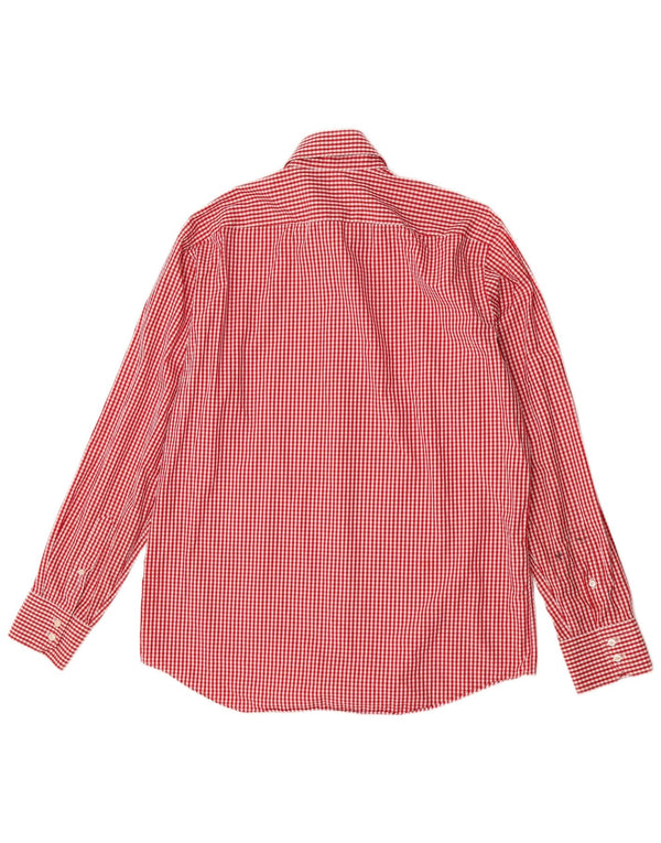Hugo Boss Camisa de corte regular para hombre Talla 41 16 Algodón a cuadros rojo grande