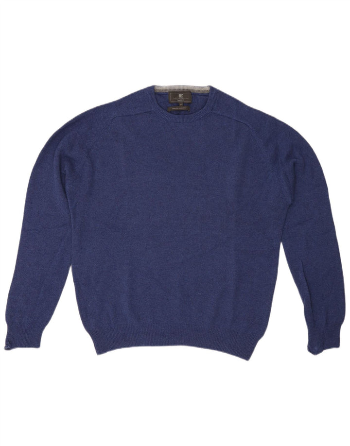 Marks & Spencer Jersey Regular Fit con Cuello Redondo para Hombre Lana Azul Medio