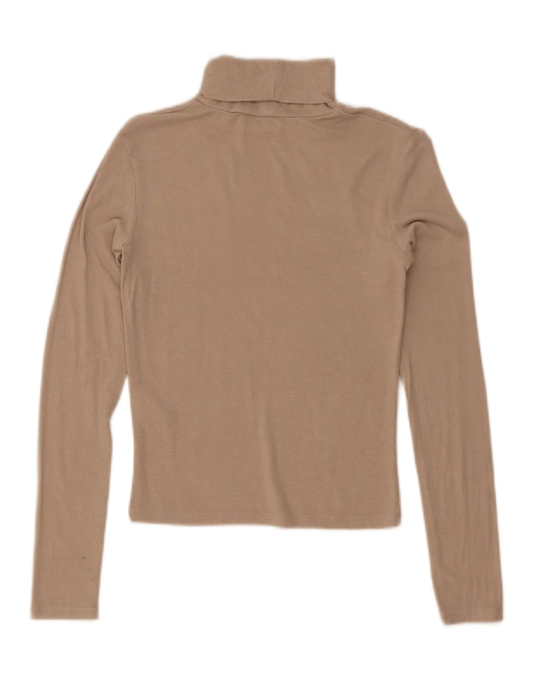 Zara Mujer Crop Top Manga Larga UK 8 Small Viscosa Beige