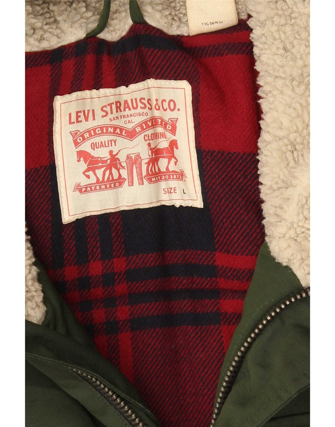 Levi's Chaqueta acolchada con capucha para hombre UK 40 Large Algodón verde