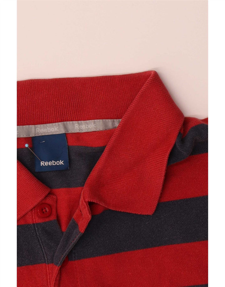 Polo Reebok Hombre Grande De Algodón A Rayas Rojas