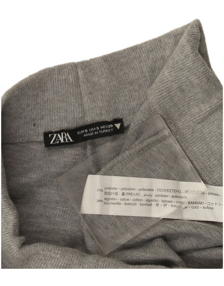 Zara Mujer Pantalón Chándal UK 8 Small Gris Moteado Poliéster