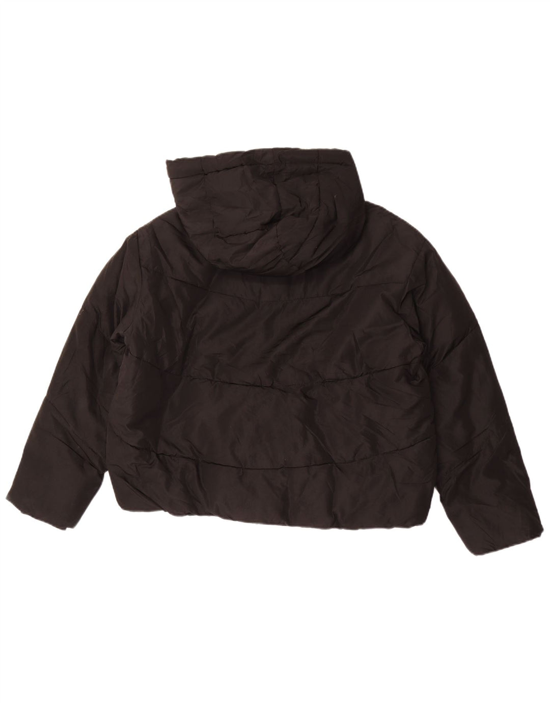 Zara Mujer Chaqueta Acolchada Corta Extragrande Con Capucha UK 10 Small Poliéster Negro