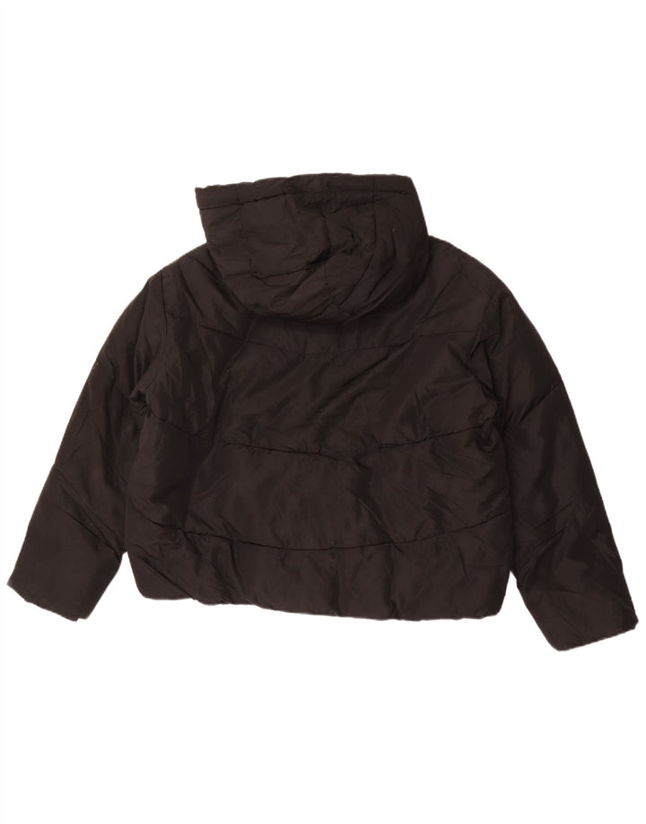 Zara Mujer Chaqueta Acolchada Corta Extragrande Con Capucha UK 10 Small Poliéster Negro