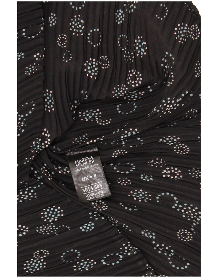 Marks & Spencer Blusa para mujer UK 8 Small Negro Geométrico Poliéster