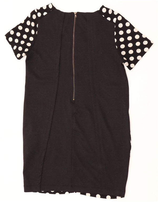 Zara Vestido recto para mujer UK 40 Mediano Poliéster con lunares negros