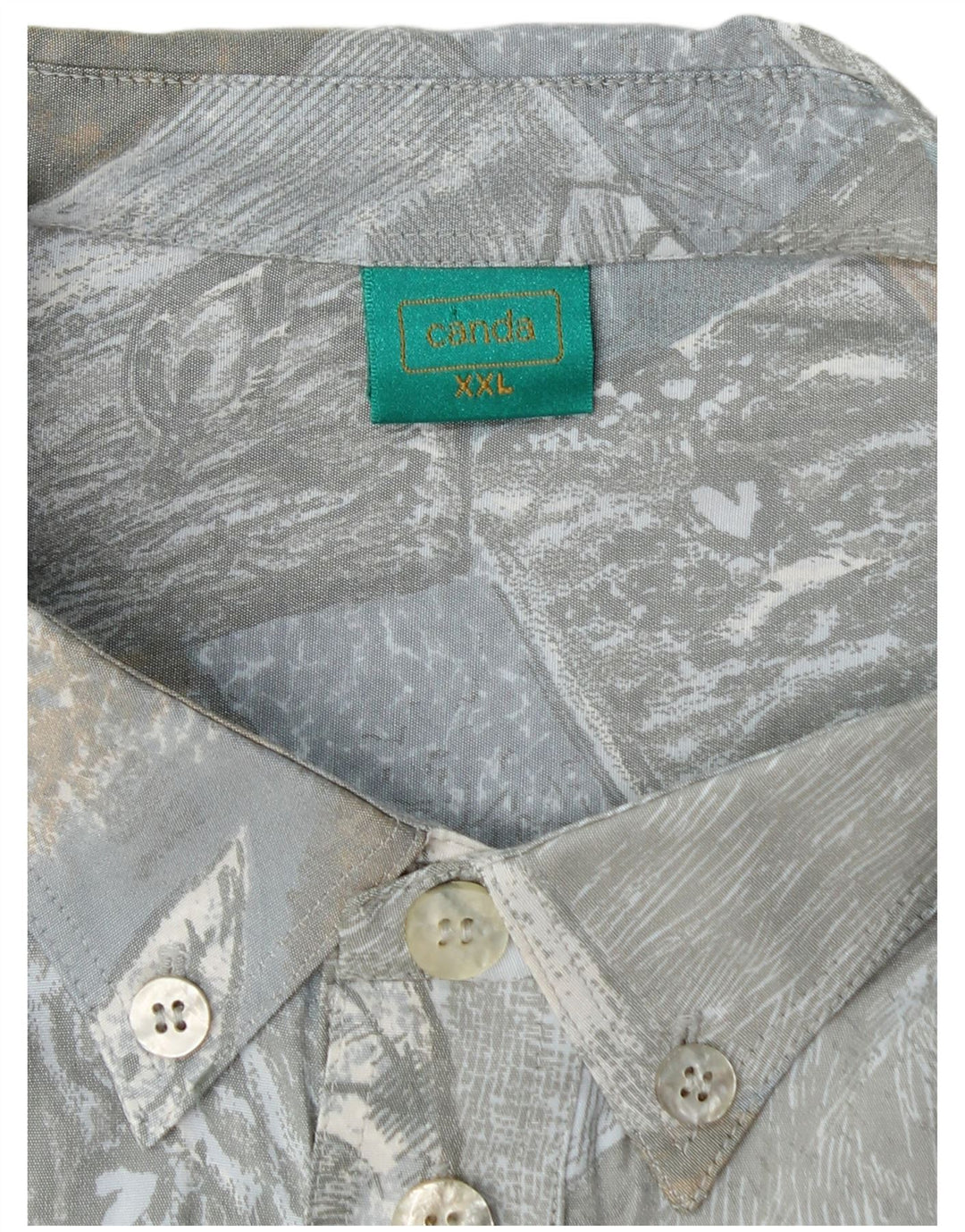 CANDA Camisa de manga corta con estampado abstracto para hombre, 2XL, viscosa azul