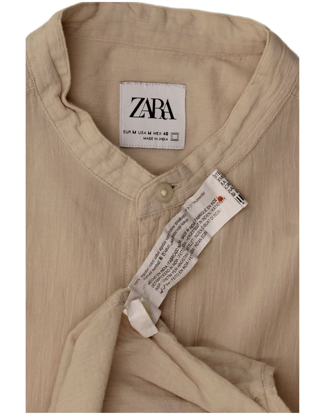 Camisa ZARA Hombre Algodón Beige Medio