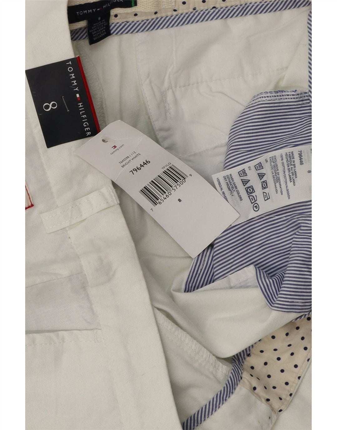Tommy Hilfiger Pantalones cortos chinos para mujer US 8 Medium W32 Algodón blanco