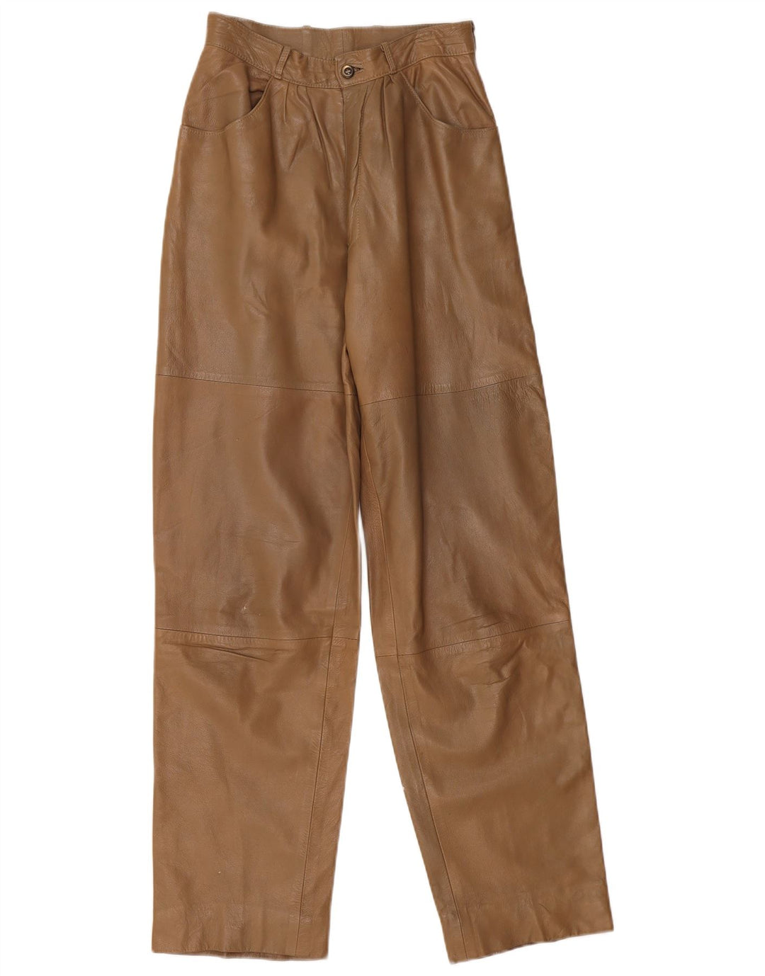 VINTAGE Pantalones de cuero holgados para mujer W26 L32 Beige