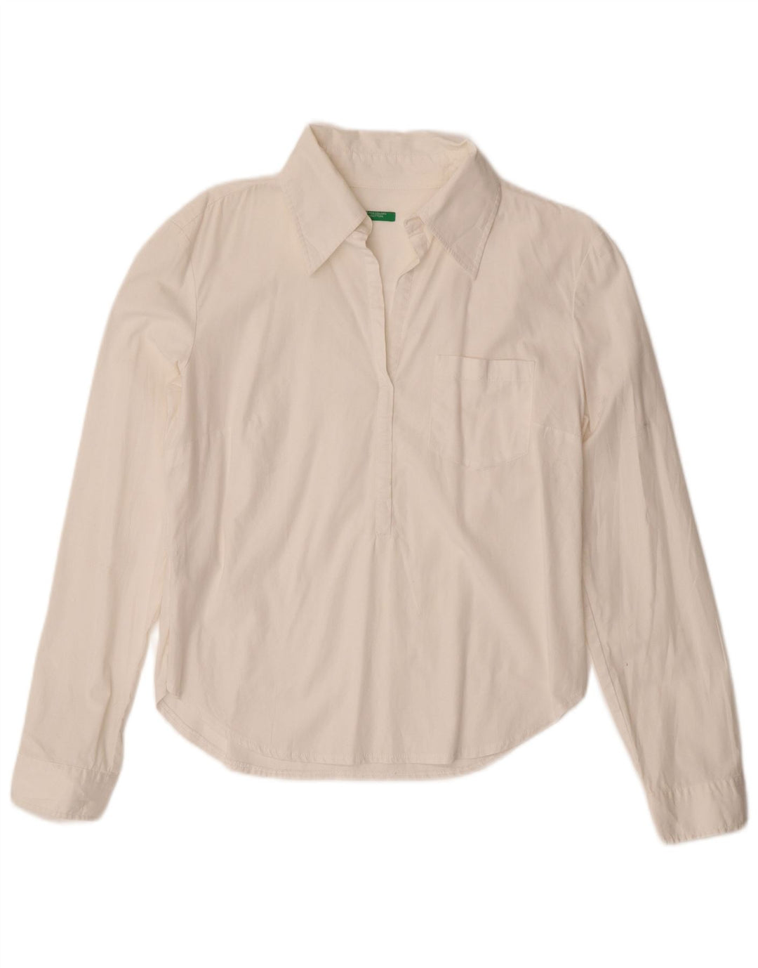 BENETTON Camisa tipo jersey para mujer UK 46 Grande Algodón blanco
