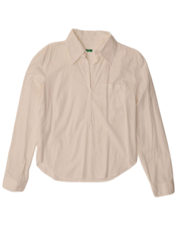 BENETTON Camisa tipo jersey para mujer UK 46 Grande Algodón blanco