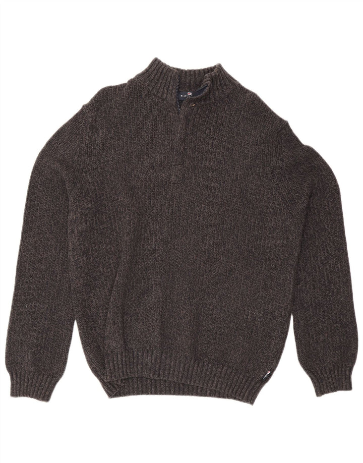Marks & Spencer Jersey Azul Harbor con Cuello Y Cremallera para Hombre Seda Gris Medio